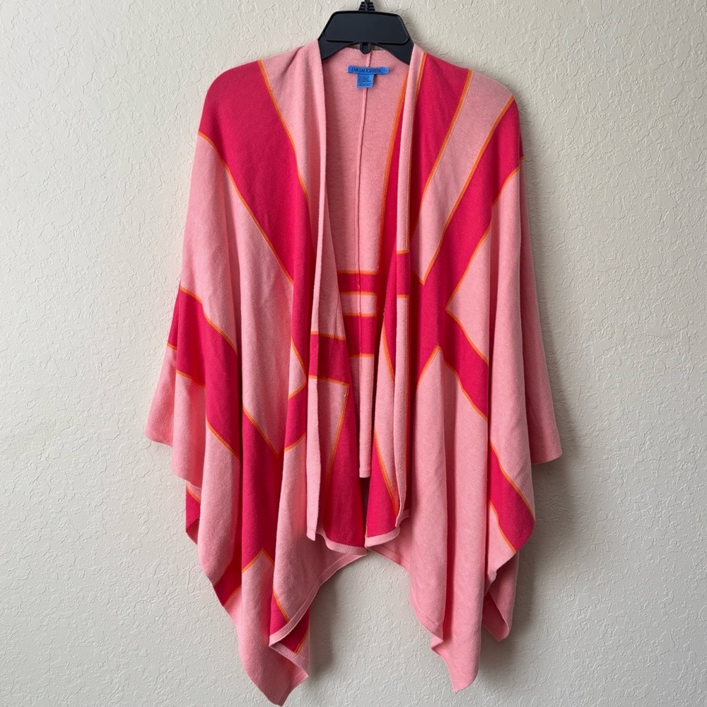 J. Mclaughlin | Women's Pink Orange Flowy Open Front Shawl Wrap One Size